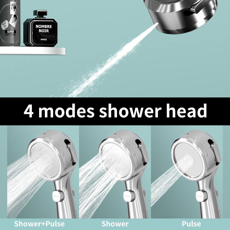High Pressure Handheld Bathroom Shower Head Water Saving Showerhead Pressurized Adjustable Spray LED Digital Temperature Display