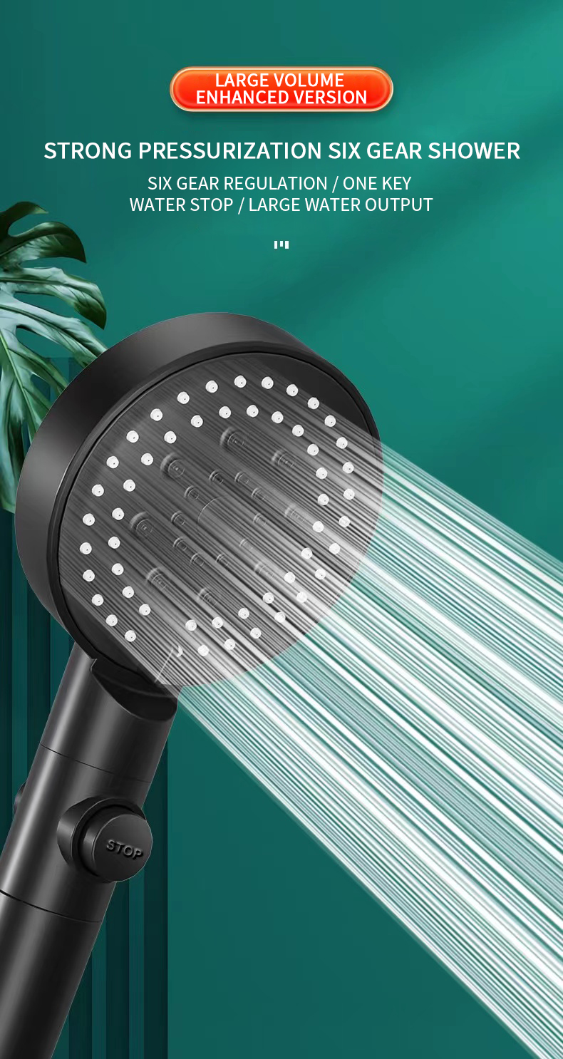 High Pressure Handheld Shower Shower Head with Hose Detachable Shower Head 6 Spray Settings Handheld Spray Nozzle Accessories