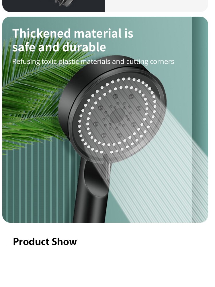 5 Mode Pressure Boost Shower Head Multifunction Adjustable Large Water Yield Shower Nozzle Massage Shower Bathroom Accessory