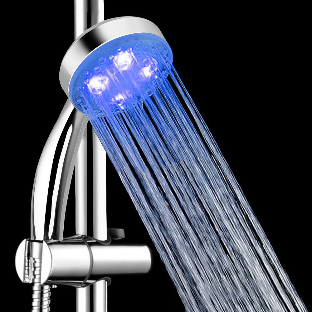 Rainfall Top Spray LED Shower Head Square Fixed Showerhead 3 colors Temperature Sensor 7 Colors Changing Ultra-Quiet Shower