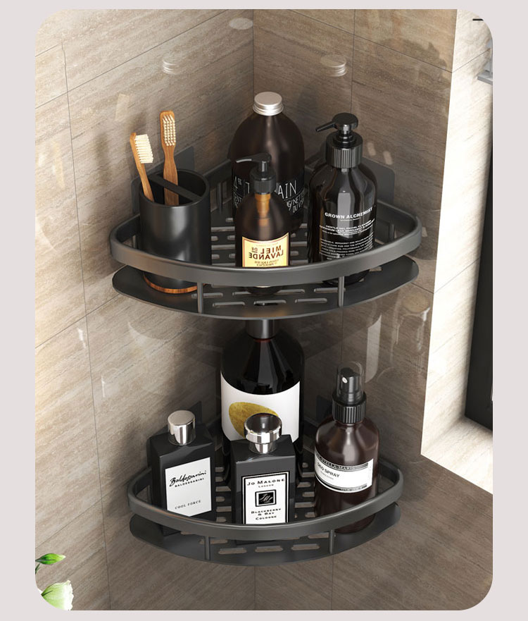 Bathroom Shelf Makeup Storage Organizer Aluminum Alloy Shampoo Rack Shower Shelf Bathroom Accessories No Drill Wall Shelf