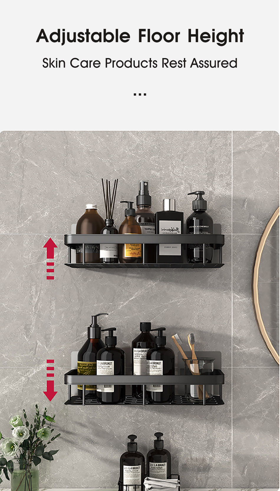 Bathroom Shelves No Drill Corner Shelf Shower Storage Rack Holder Toilet Organizer Bathroom Accessories