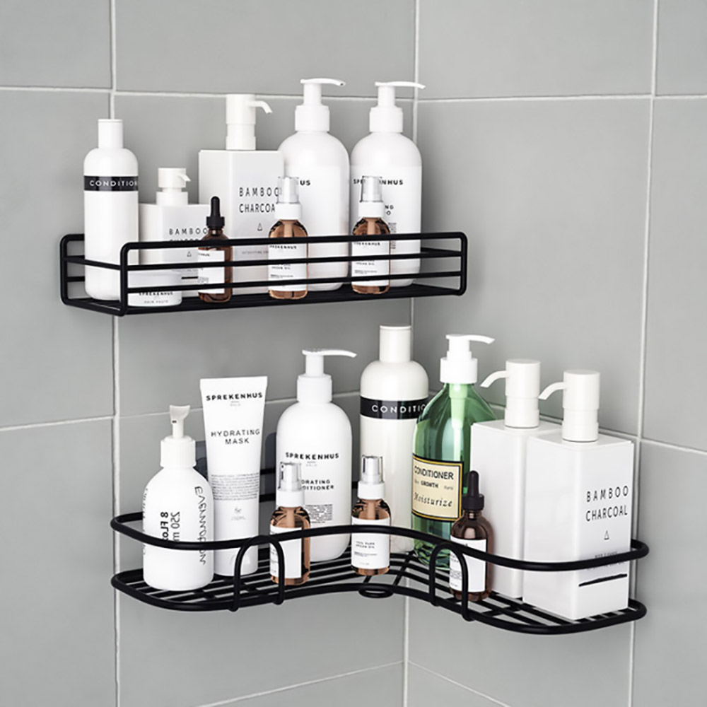 Bathroom Shelf Bathroom Accessories Shampoo Storage Shelf Cosmetic Holder No Punch Metal Shelf Condiment Organizer Corner Shelf